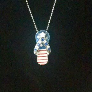 🆓 American Flag Flip Flop Sandal Necklace